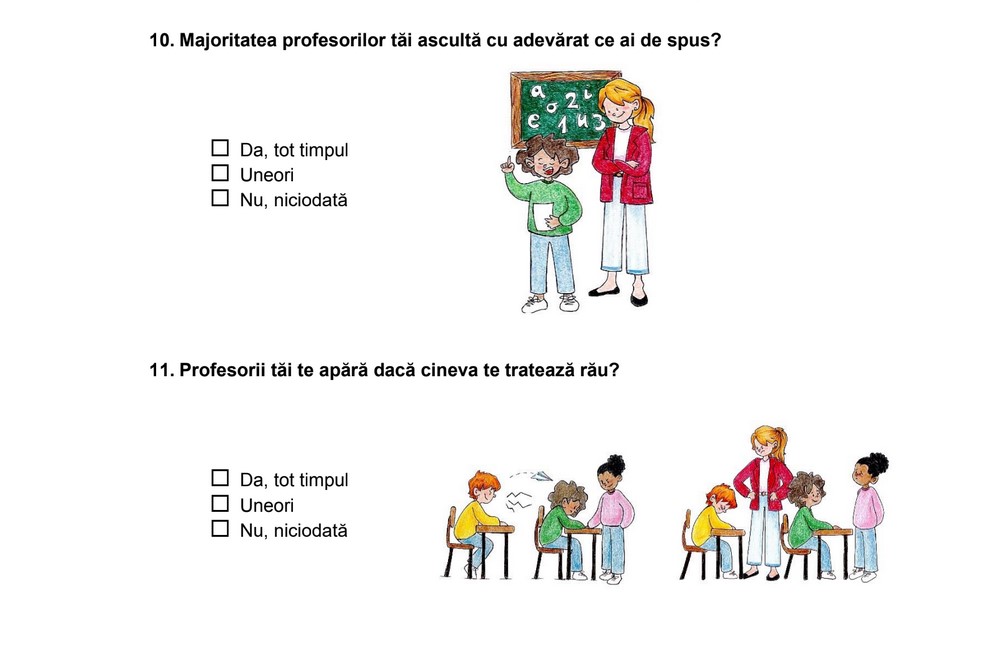 Romanian questionaire for younger children