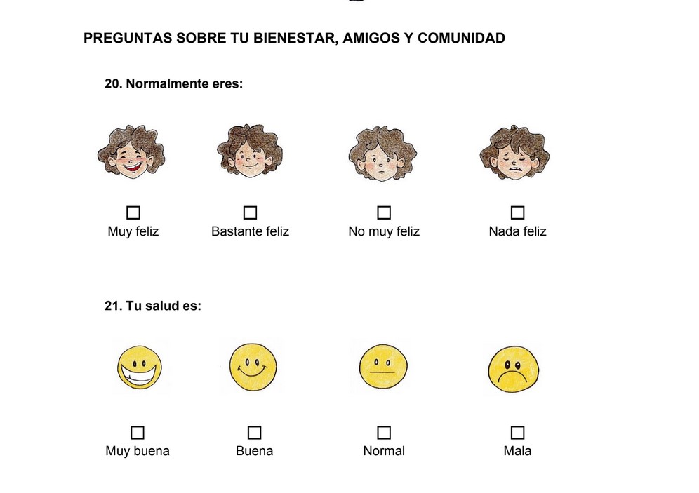 Spanish questionaire for younger children